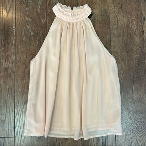 Easel Los Angeles Sleeveless Halter Top Ruffled Light Peach Medium